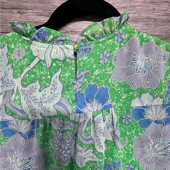 Joie Green and Blue Floral Blouse - Picture 3 of 9
